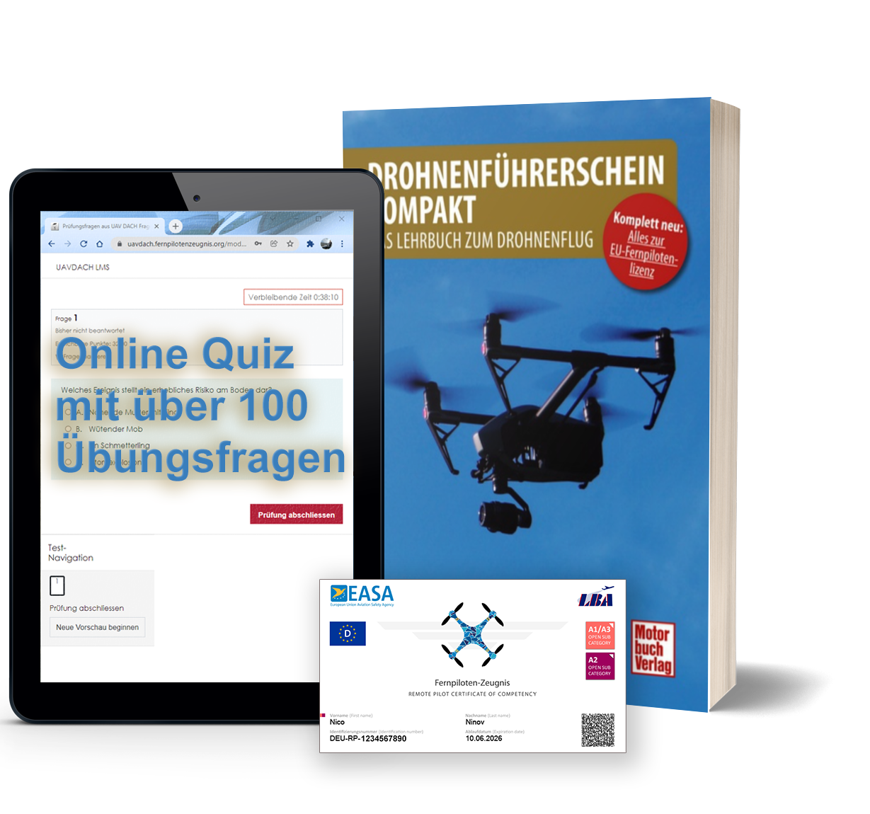 ONLINE – A2-Lernquiz eLearning Zugriff und Buch zur Vorbereitung